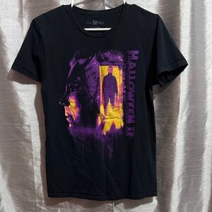 Halloween II Black T-Shirt with Purple and Yellow Design